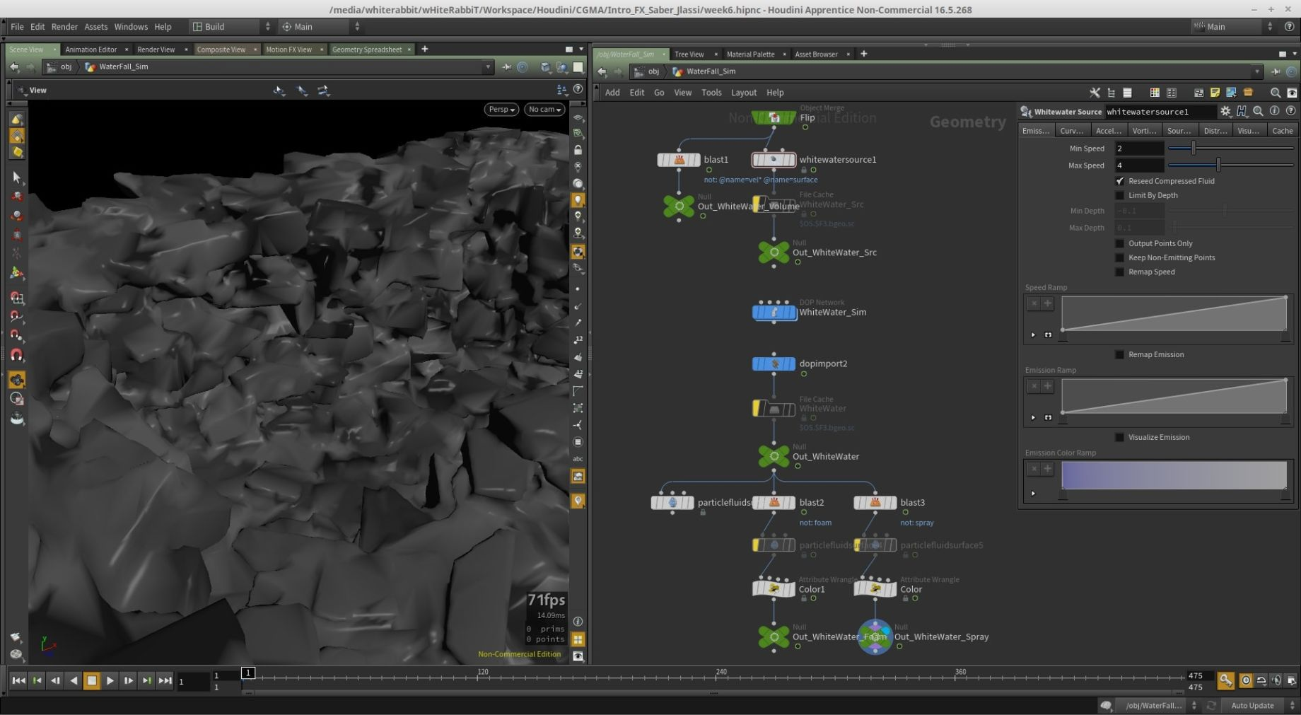 Houdini uses nodes for vfx/simulations