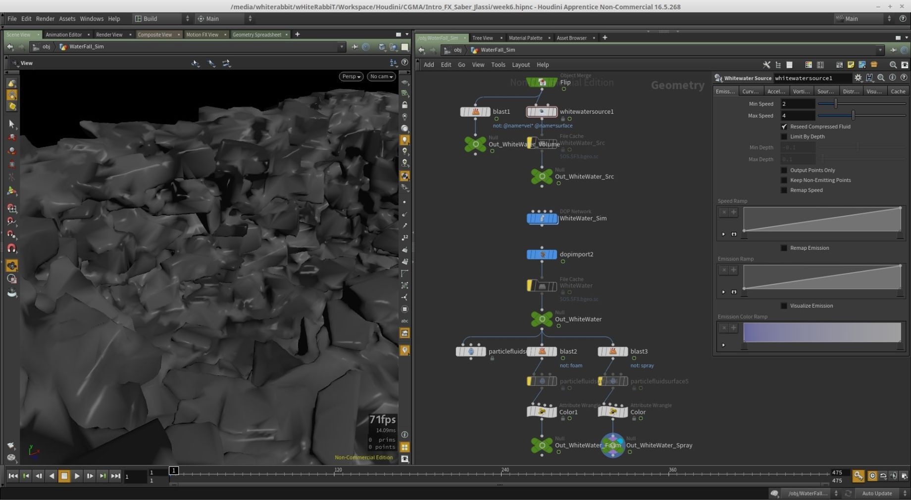 Houdini uses nodes for VFX/simulations